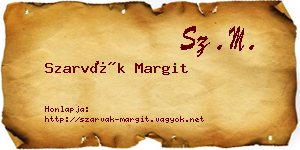 Szarvák Margit névjegykártya