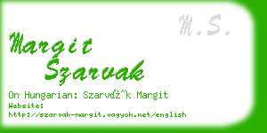 margit szarvak business card